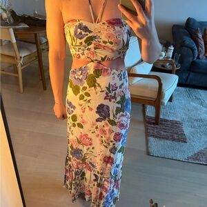 Reformation Floral Strapless Dress